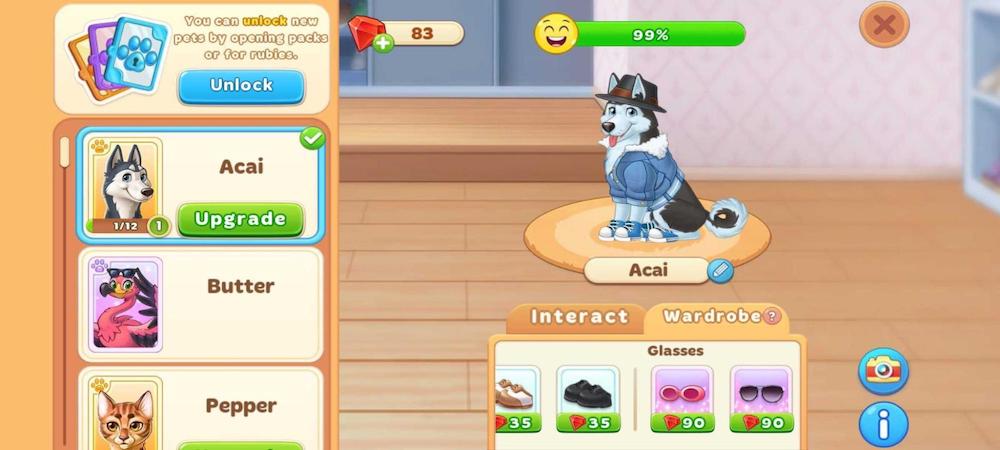 In Cooking Diary, players can customize the look of their own player avatar and their pets. Pets will take the stage in the Pet Race in whatever getup they're wearing at the time. 
