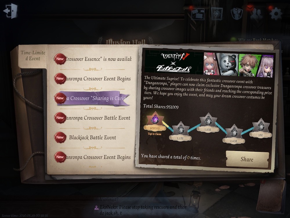Social media marketing campaign with prize tiers in Identity V