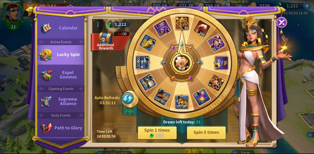 Infinity Kingdom wheel of fortune
